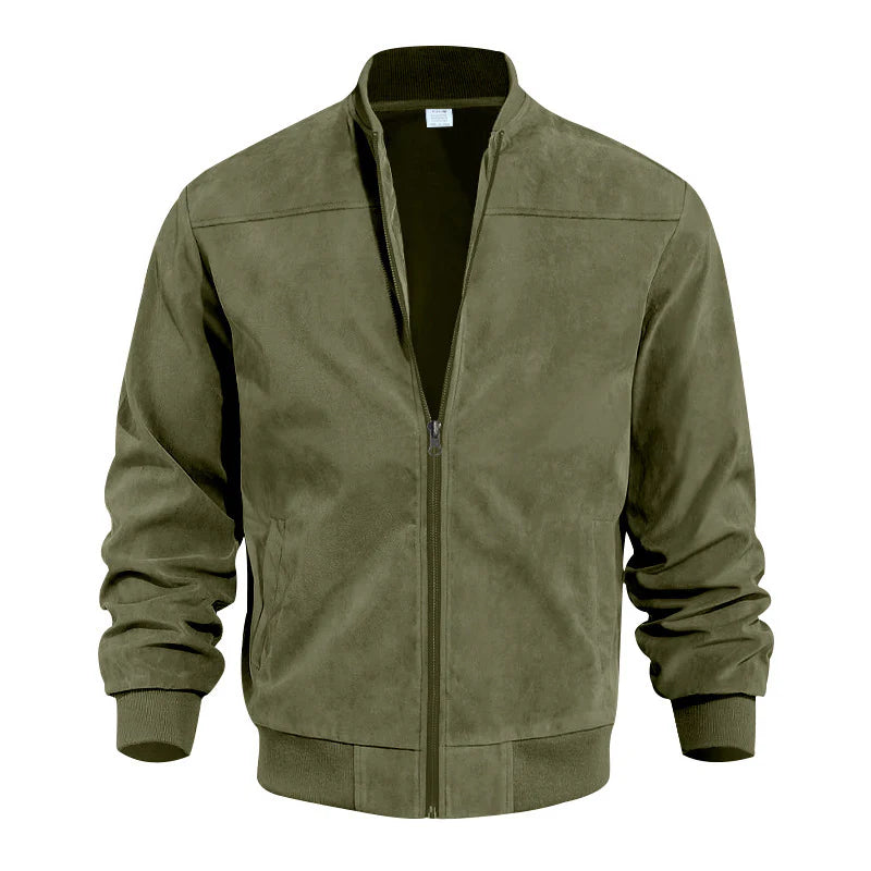 Suede solid-color men's zipper jacket