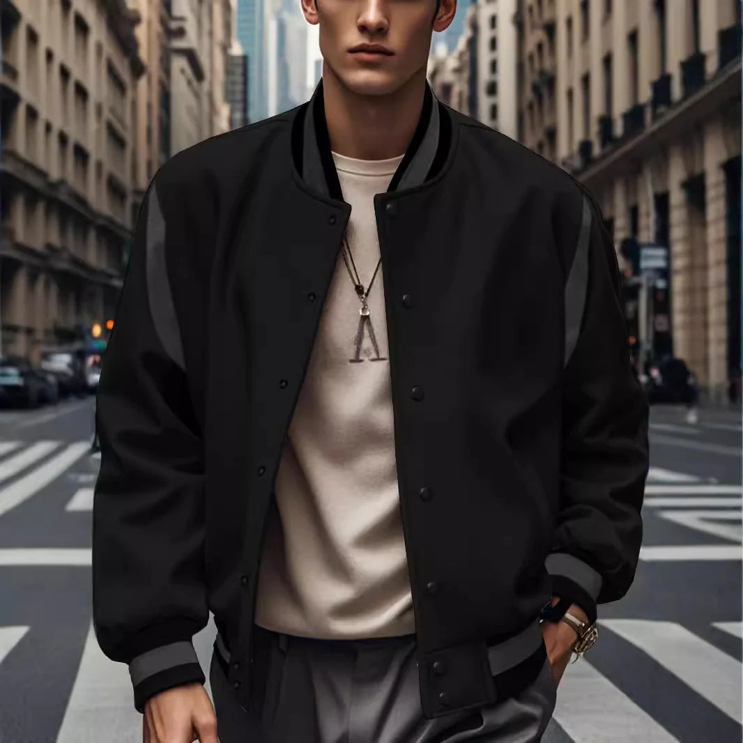 Wool cardigan with buttoned buttons baseball jacket