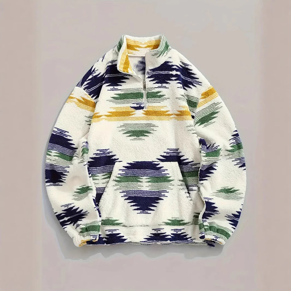 Zipper Plush Sweatshirt Top For Women
