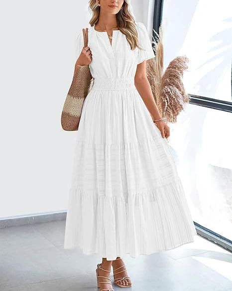 V-neck puff sleeve women's clothing