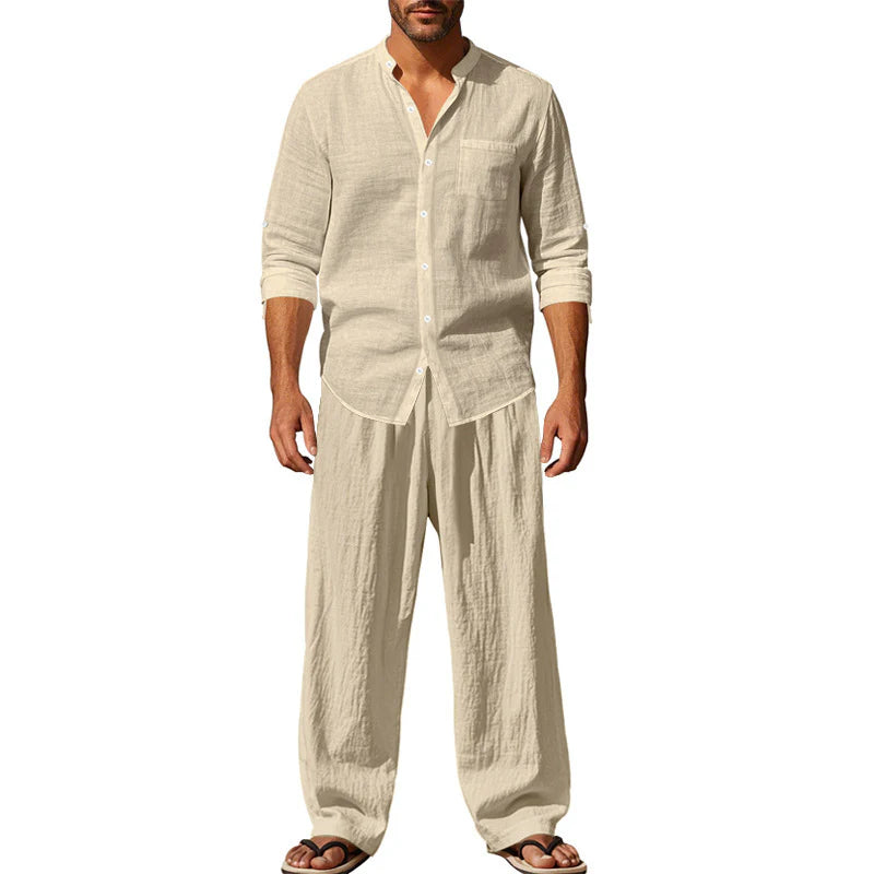 Linen casual men's beach suit