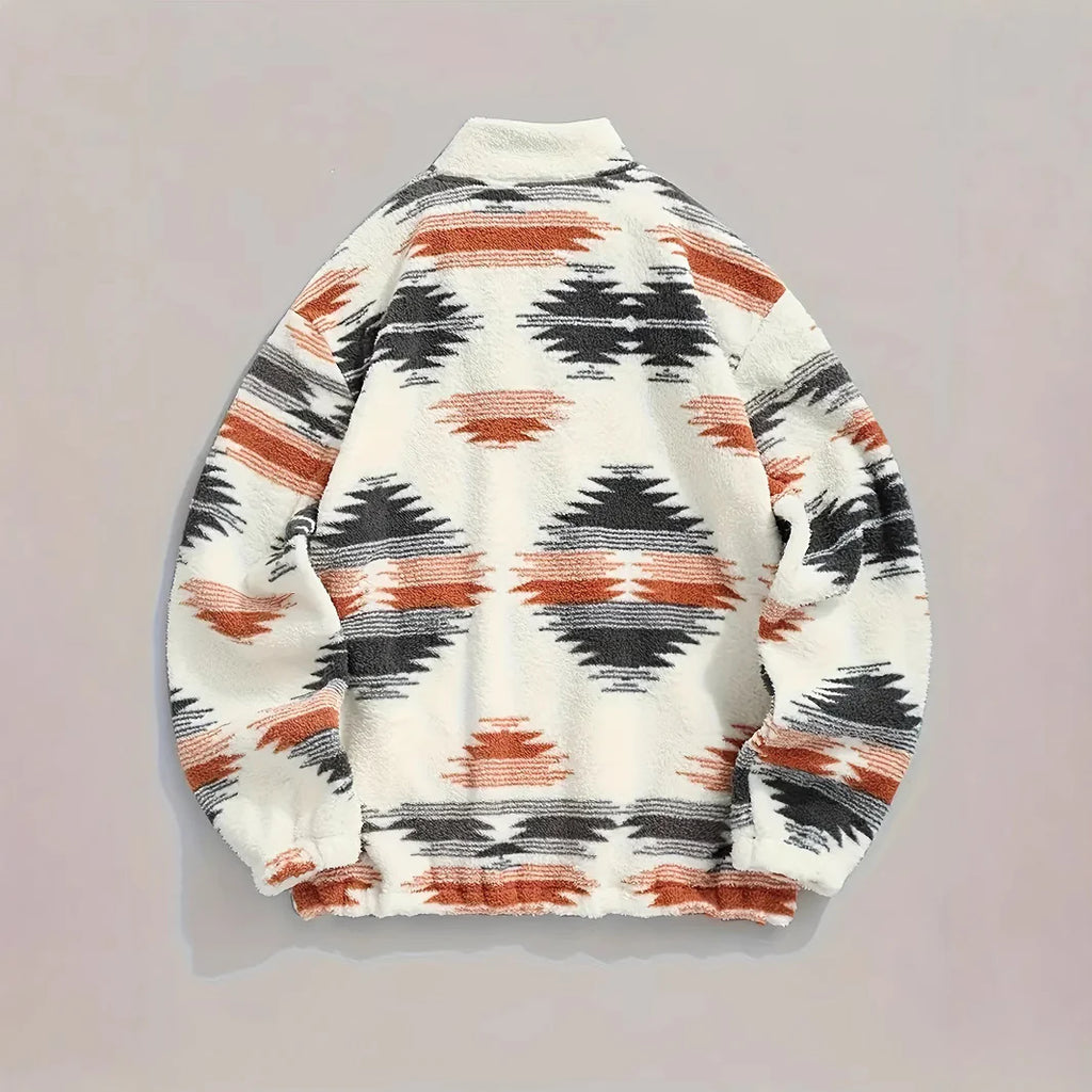 Zipper Plush Sweatshirt Top For Women