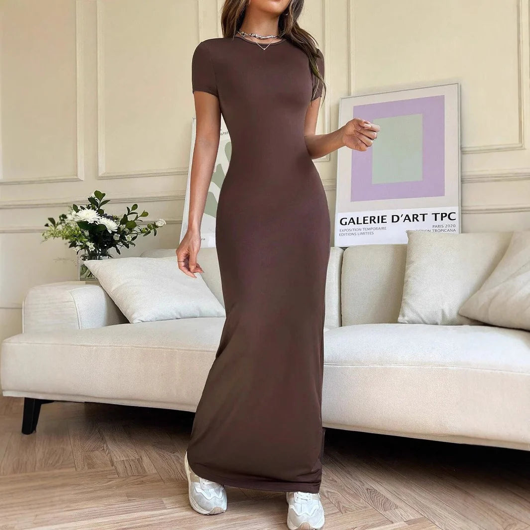 Women'S Style Slim Short-Sleeved Hot Girl Arm-Packing Dress