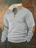 Retro patchwork embroidered men's knitted sweater