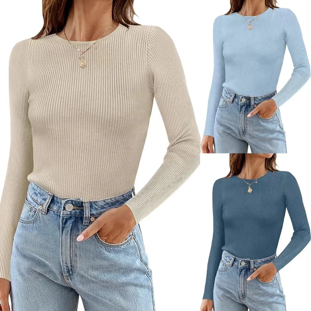 New Striped Long Sleeve Regular Top T-Shirt Women